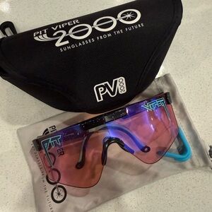 Pit Viper 2000 Sunglasses with Pink Lenses and Blue Accents